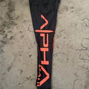 Black Leggings with Bold Coral Logo